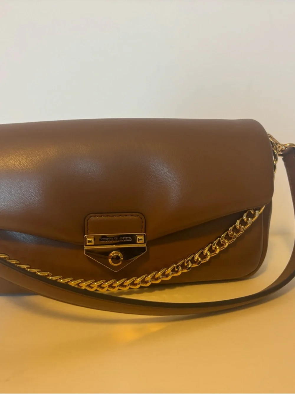 Michael Kors Brown Crossbody with Gold Tone Lock